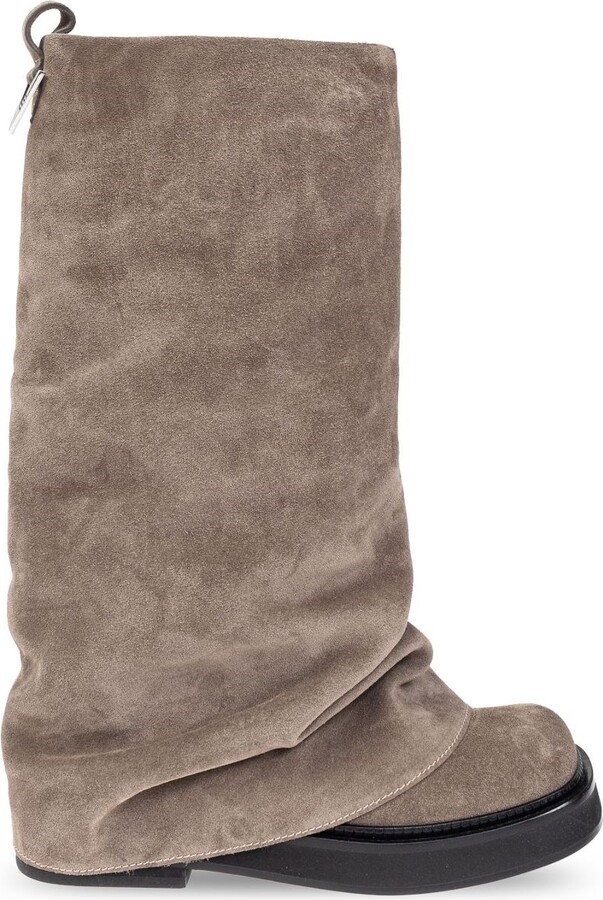 ATTICO Robin Suede Leather Combat Boots