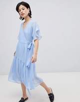 Thumbnail for your product : Vero Moda midi wrap dress with asymmetric hem