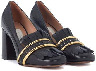 L'Autre Chose Black Leather Heeled Loafer