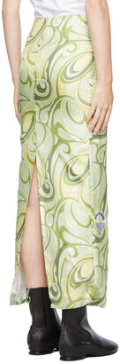 Raf Simons Green & Yellow Silk Graphic Skirt
