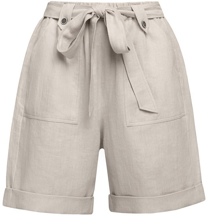 Women Junior Linen Belted Pockets Shorts S M L XL Ci Sono New Collection LNSH22 
