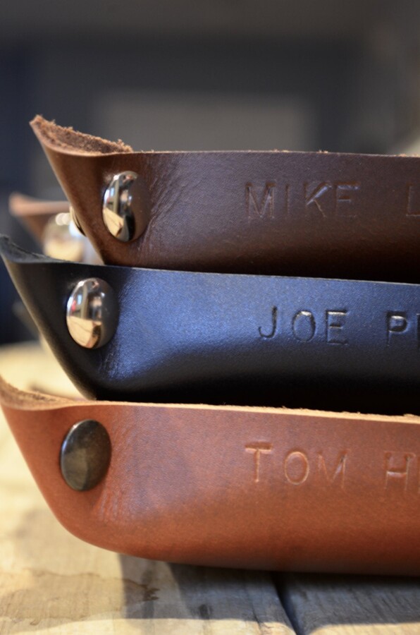 Handcrafted Leather Valet Tray Personalized Desk Organizer