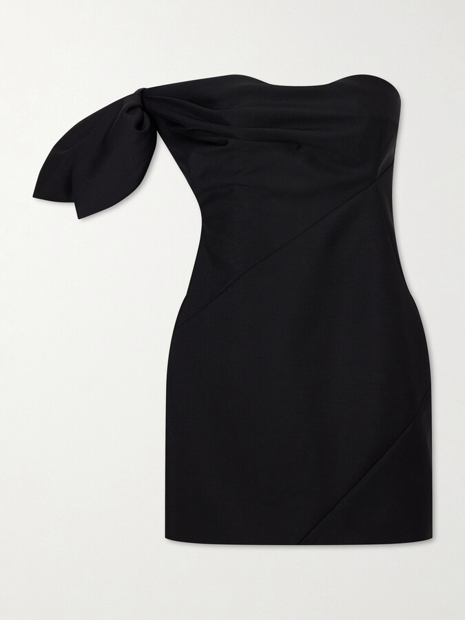 Givenchy Bow-detailed Wool And Mohair-blend Mini Dress - Black