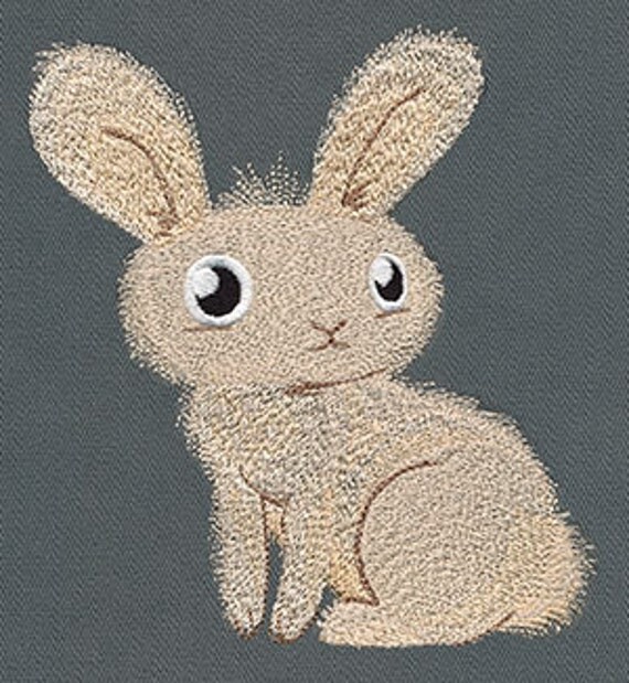 Fuzzy Bunny Embroidered Waffle Weave Towel