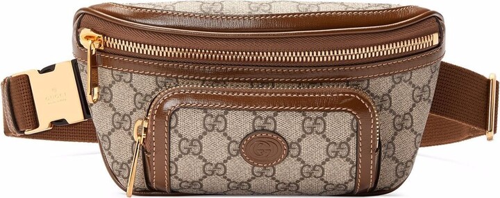 Gucci Monogram Gg Belt Pouch Fanny Pack 228285 Brown Coated Canvas