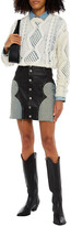 Thumbnail for your product : Amiri Denim-paneled studded leather mini skirt