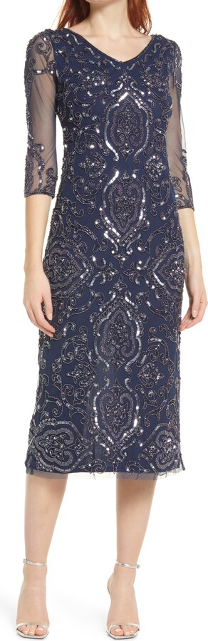 Pisarro Nights Sequin & Beaded Cocktail Sheath Dress