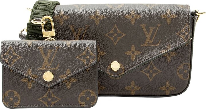 Louis Vuitton Brown & Green Coated Canvas & Nylon Felicie Strap & Go (Authentic Pre-Loved)