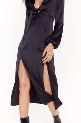 Nasty Gal Womens All Cut-Out of Patience Satin Midi Dress - Black - 6