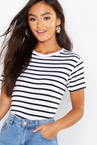 Thumbnail for your product : boohoo Petite Striped Boxy Fit T-Shirt