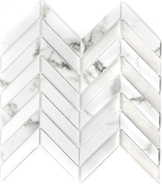 Abolos Musico 1 in. x 4 in. Look Glass Straight Edge Herringbone Mosaic Decorative Kitchen & Bathroom Wall Tile