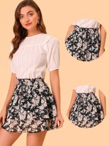 Thumbnail for your product : Allegra K Women' Floral Printed A-Line Chiffon Layered Mini Skirt Black X-Small
