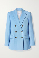 Thumbnail for your product : Racil Cambridge Double-breasted Wool-blend Twill Blazer - Blue