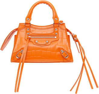 Balenciaga Orange Croc Mini Neo Classic Top Handle Bag