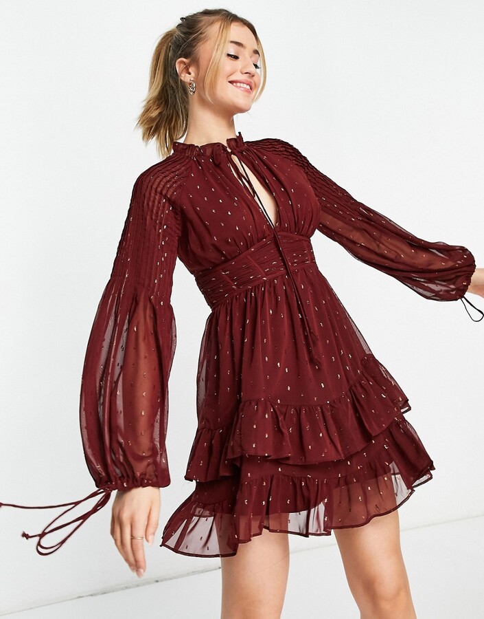 Flutter Sleeve Asos Maroon Dress Asos Burgundy Lace Dress On Sale
