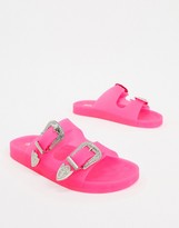 Thumbnail for your product : ASOS DESIGN Falcon western jelly sandals in neon pink