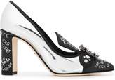 Thumbnail for your product : Dolce & Gabbana Embellished Printed And Mirrored-leather Pumps