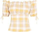 Thumbnail for your product : New Look Check Linen Blend Milkmaid Top