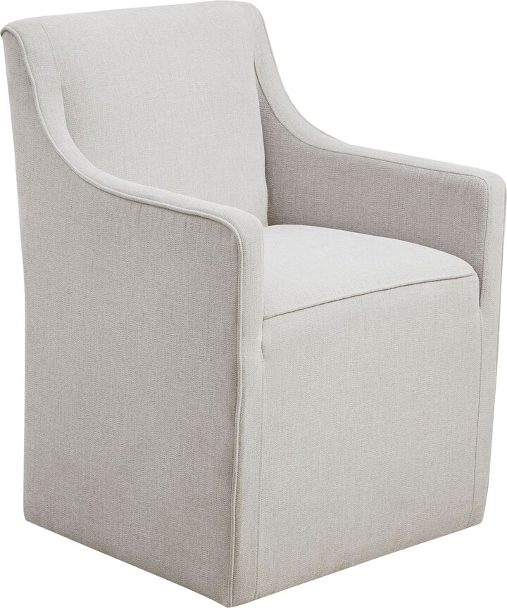 Elaine Gray Fabric Slipcover Dining Armchair with Casters
