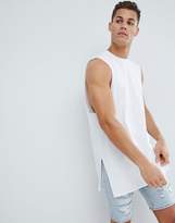 Thumbnail for your product : ASOS Design Super Longline Singlet With Side Splits In White