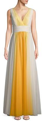 Halston Women's Shirred Ombre Floor-Length Gown