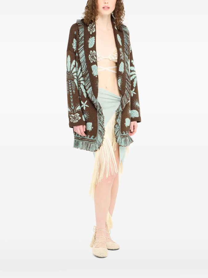 Alanui Echoes of the Island fringed cardi-coat