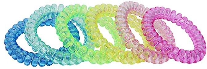 Sensory Stretchy Kids Coil Bracelets, 6 Pack Funny Speech and Communication Aid Bracelet Fidget Toys for Boys Girls with Autism ADHD Anxiety or Special Needs - Assorted Colors (Rainbow)