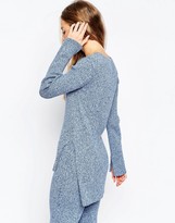 Thumbnail for your product : ASOS Knit Tunic in Denim Look Yarn with Splits