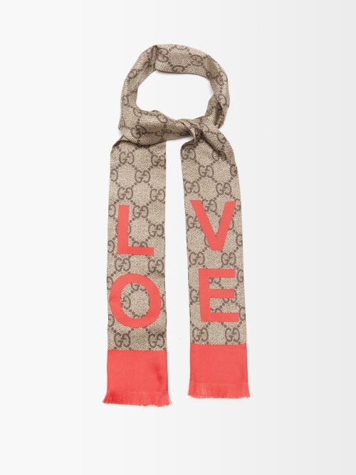 Gucci GG Love-print Silk Scarf - Beige Multi - ShopStyle Scarves & Wraps