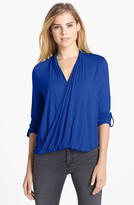 Thumbnail for your product : Vince Camuto Roll Tab Sleeve Wrap Front High/Low Top