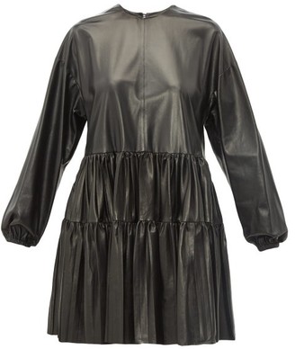 Valentino Tiered Leather Dress - Black