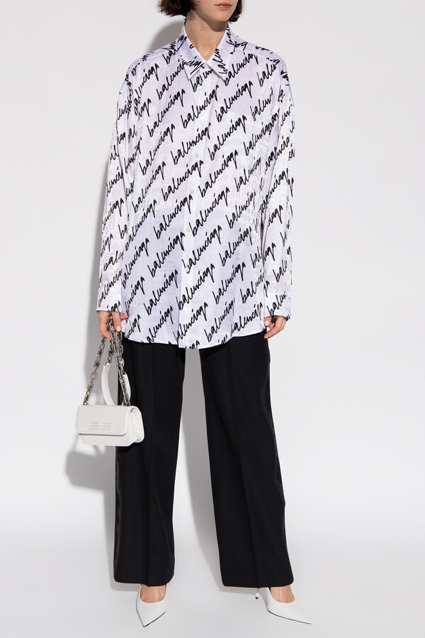 Balenciaga Oversize Silk Shirt Women's White - ShopStyle Long Sleeve Tops