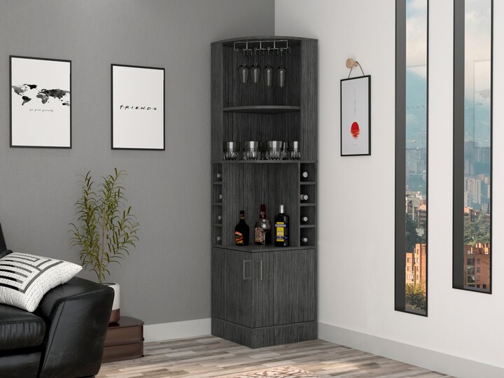 Corner Bar Cabinet With Eight Bottle