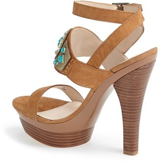Pelle Moda 'Cian' Jeweled Leather Ankle Strap Platform Sandal (Women)