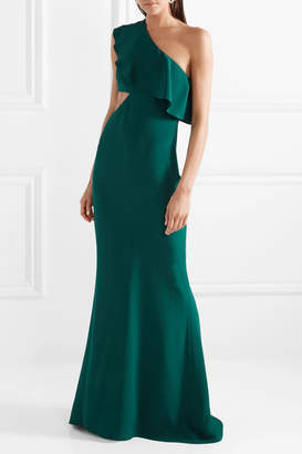 Cushnie One-shoulder Cutout Silk-crepe Gown - Emerald