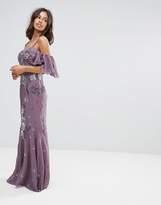 Thumbnail for your product : Maya Petite All Over Embellished Corset Top Maxi Dress With Cold Shoulder
