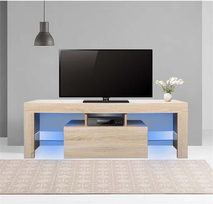 TONWIN TV Media Console Table LED Lights Storage Up to