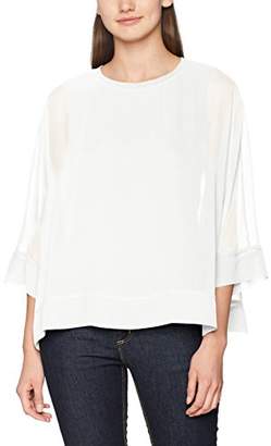 Tom Tailor Women's 2in1 Chiffon Blouseshirt T-Shirt, (Whisper White 8210), (Size: X-Small)