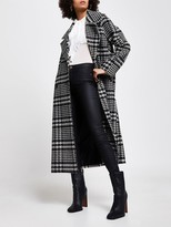 Thumbnail for your product : River Island Double Breasted Oversized Dogstooth Coat - Black