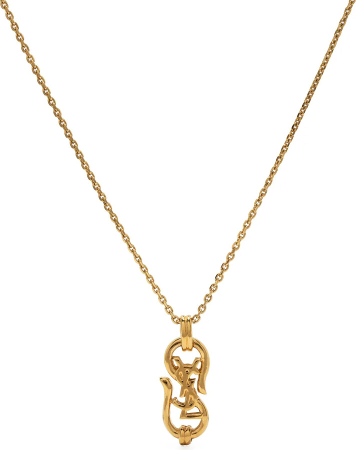 Saint Laurent Pre-Owned 1990s Cassandre-logo pendant necklace