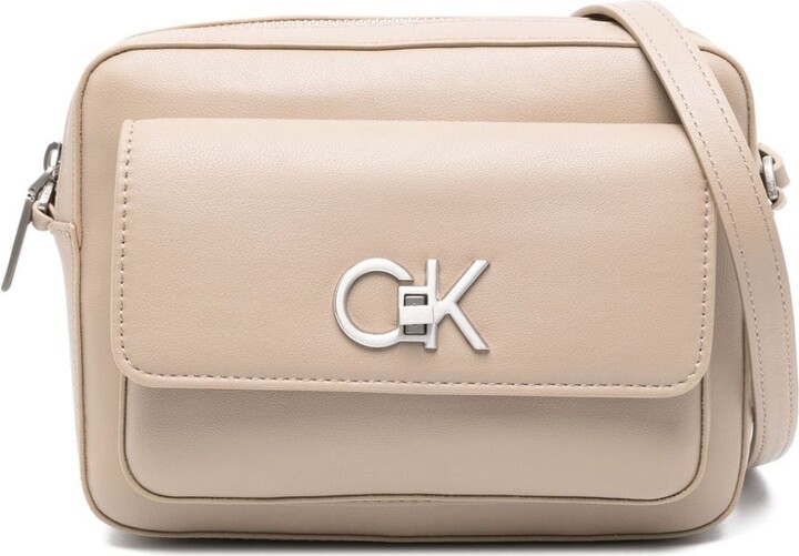 Calvin Klein Logo-Plaque Leather Crossbody Bag - ShopStyle