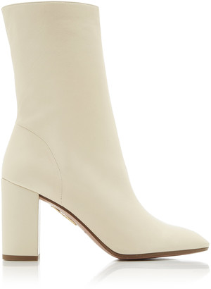 ivory leather booties
