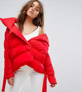 Thumbnail for your product : boohoo Short Padded Coat With Tie Detail