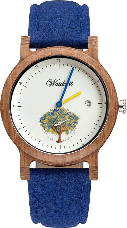 Waidzeit Blue / White / Brown Tree Of Life Watch Royal Blue & Grey