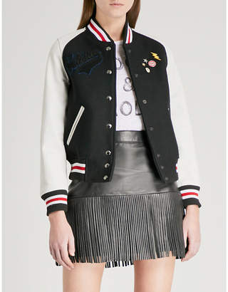 Zadig & Voltaire Birdie wool-blend and leather bomber jacket