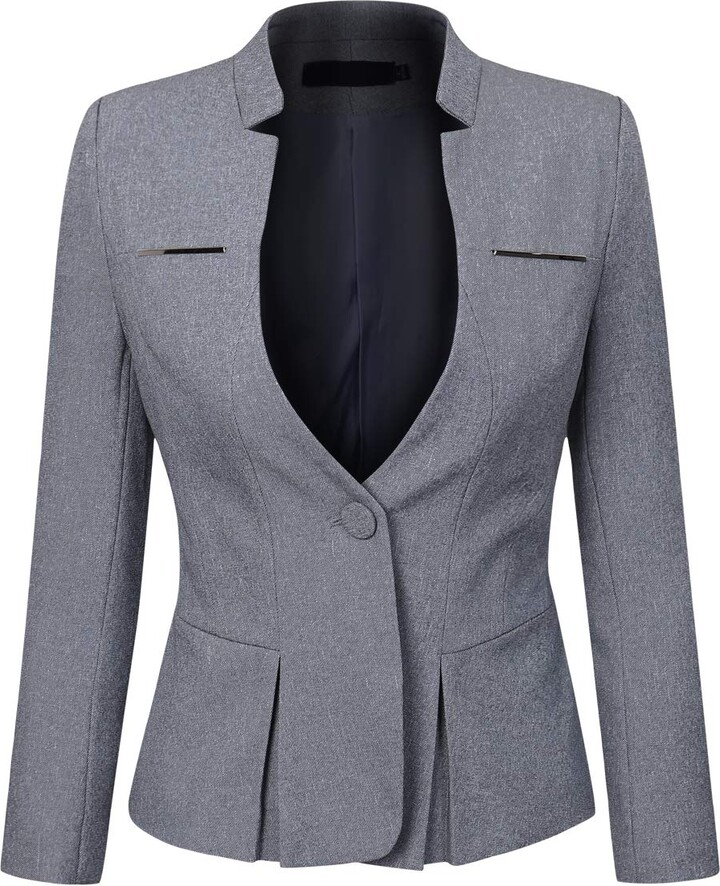 YYNUDA Women's Slim Fit Blazer One Button Formal Work Office