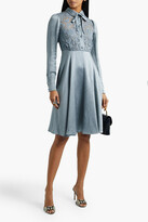 Thumbnail for your product : Valentino Corded Lace-paneled Hammered-satin Dress