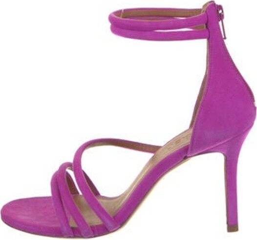 BA&SH Suede Sandals Purple Exposed Zip Closure at Ankles Includes Box & Dust Bag