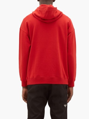 Givenchy Distressed-logo Print Cotton Hooded Sweatshirt - Red