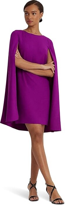 Lauren by Ralph Lauren Cape Georgette Cocktail Dress in Purple